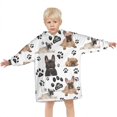 thumbnail image 3 of French Bulldog Footprint Blanket Hoodies for Kids 6-13YR Oversize Wearable Blanket Hoodies for Boys Girls Teens, 3 of 7
