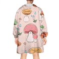 thumbnail image 2 of Pink Mushroom Cartoon Light Pattern Wearable Oversized Blanket,Wearable Blanket Hoodie for Adults,Cozy Hooded Blankets with Super Pockets,Super Warm Fuzzy Pullover for Women & Men, 2 of 6