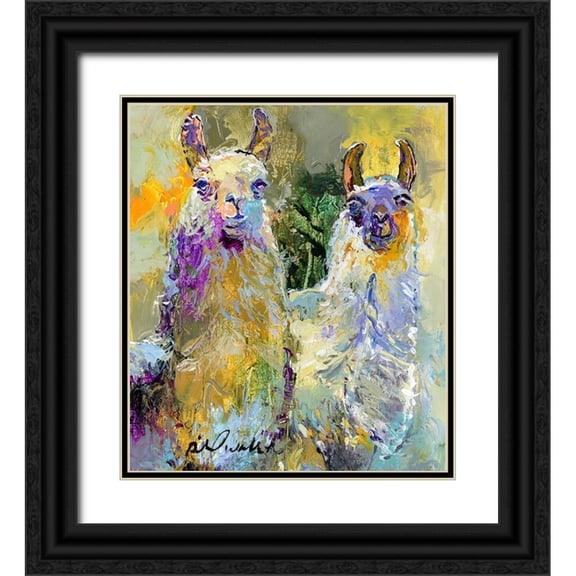 Wallich, Richard 12x13 Black Ornate Wood Framed with Double Matting Museum Art Print Titled - Llamas
