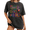 Black, variant on COZYMY Women Rainbow Smiley Graphic Vintage Washed Tee Loose