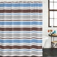 thumbnail image 2 of Blue Brown Striped Bathroom Shower Curtains with 12 Hooks Waterproof Shower Curtain for Stalls and Bathtubs Farmhouse Stripes Modern Abstract Art Decorative Bathroom Privacy Curtain 72x78 Inches, 2 of 9