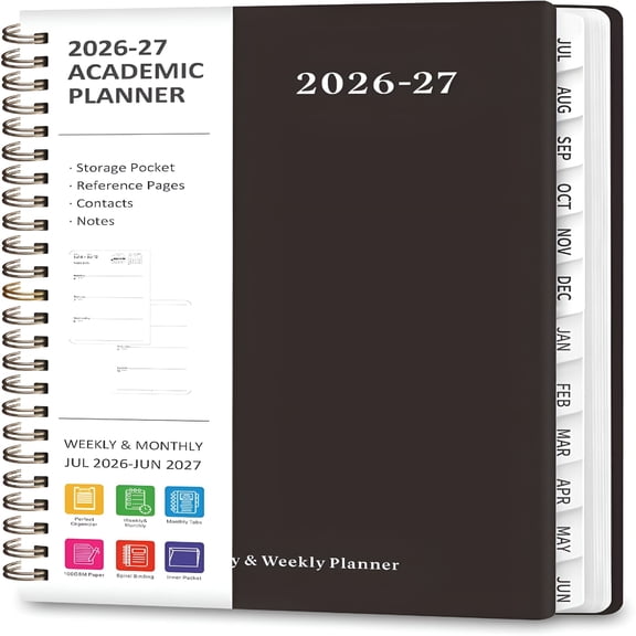 CCOCC 2026-2027 Academic Planner, Weekly and Monthly Calendar Agenda Book, A5 Daily Organizer for Office and School Supplies