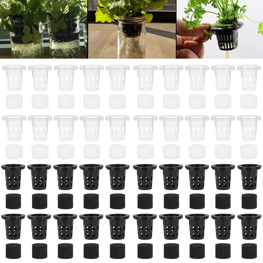 3 inch Net Pot Planter Hydroponic Grow Bucket Garden Pots 35 Pack Lids Cover New 
