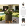 thumbnail image 6 of Ceramic Dotted Planter with Wood Stand for Home Decor - Modern  Flower Planters for Patio, Entryway, and Garden - Small Decorative Pot Display for Indoor and Outdoor Plants - 10", Green & Tan, 6 of 13