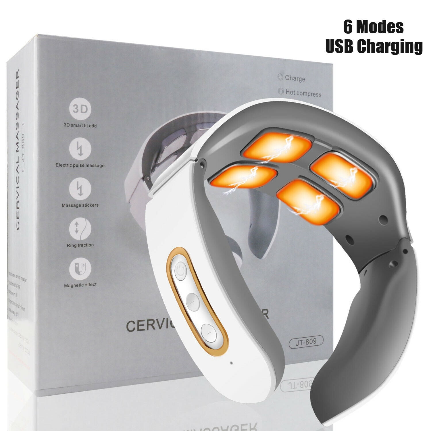 Wireless Neck Massager 6 Head 3D USB Cervical Infrared Heating