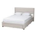 thumbnail image 2 of Baxton Studio Braylon Mid-Century Modern Transitional Beige Fabric and Dark Brown Finished Wood Queen Size 3-Drawer Storage Platform Bed, 2 of 14
