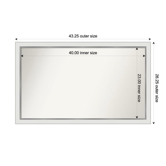 Amanti Art Custom Wall and Bathroom Mirror (26.25 x 43.25 in.), Eva White Silver Narrow Frame