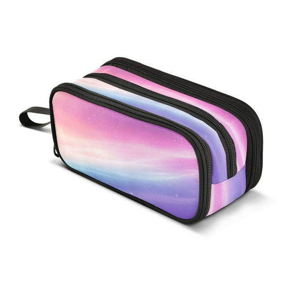 ALAZA Pink Gradient Starry Pencil Case Bag 3 Compartment Pen Pouch Large Storage Holder Box Organizer