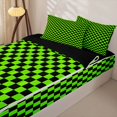 thumbnail image 3 of Erosebridal Modern Checkered Pattern Zipper Queen Comforter Set with Fitted Sheet and 2 Pillowcases,Square Block Print Zipper Bedding Set,Neon Green Black,Black Reversible, 3 of 6