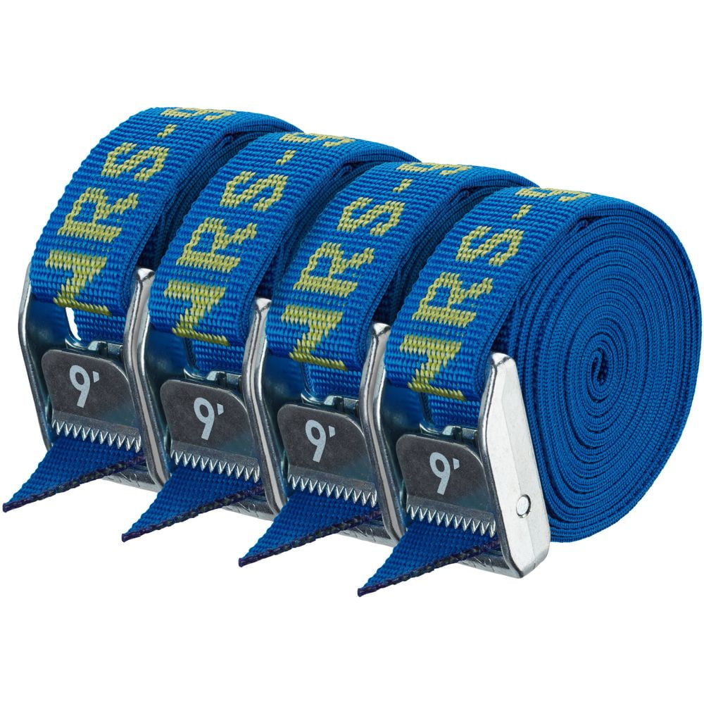 NRS 9Foot Heavy Duty Boating Ratchet TieDown Straps, Iconic Blue, 4