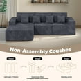 thumbnail image 6 of Daluvenix 111” Modular Sectional Sofa, Cloud Sectional Couch with L-Shape Chaise, Upholstered Comfy Deep Seat Couch for Living Room Bedroom, No Assembly Required, Gray(corduroy Fabric), 6 of 9