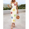 thumbnail image 2 of Vestido ZESICA de punto floral de verano, ajustado a media pierna, color albaricoque, para mujer, 2 of 7