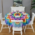 thumbnail image 2 of Colorful Rainbow Tie Dye Spiral Pattern Round Tablecloth 60"x60",Wrinkle Wipeable Table Cloth for Kitchen Dining Room Picnic Patio Party, 2 of 6