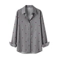 thumbnail image 4 of Hilenly Cotton Button Down Shirts for Women Striped Long Sleeve Dress Shirts Casual Collared Office Work Blouse, 4 of 4