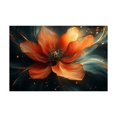 thumbnail image 5 of Mudket Framed Canvas Wall Art Ready to Hang, Orange Red Flower Print, Abstract Floral Wall Decor Canvas Artwork for Bedroom Living Room Office, Warm Tone Botanical Pictures - 12"L x 8"W, 5 of 10
