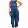 thumbnail image 2 of Cqxid525 Clothing Women Casual 2 Piece Outfit Striped 2 Piece Pants Sets for Women Y2K Gingham Outfits Sleeveless Tank Top and Wide Leg Barrel Pants Suits, 2 of 9