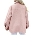 thumbnail image 5 of ABATAB Women's Winter Warm Fleece Shacket Jackets Soft Button down Casual Long Sleeve Lapel Neck Warm Outerwear with Chest Pockets(X-Large,Pink), 5 of 7