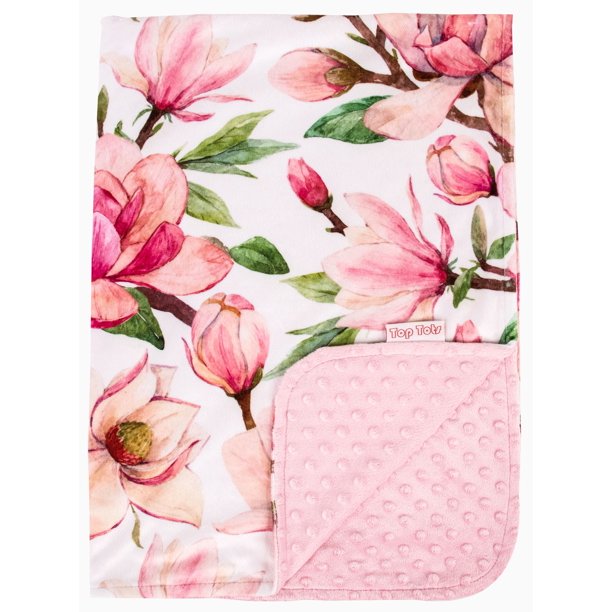 Top Tots Deluxe Minky Baby Blanket for Infant, Buds Flowers, Unisex