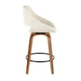 thumbnail image 3 of Lumisource Fabrico Mid-Century Modern Counter Stool in Walnut and Cream Fabric - Set of 2, 3 of 4