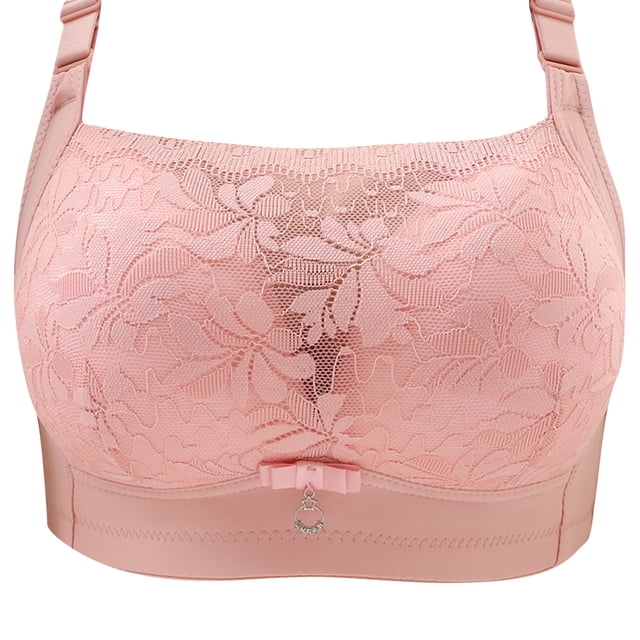 Timegard Bras for Women Plus Size Flower Lace Full Coverage Adjustable Strap Wirefree Seniors Bralette