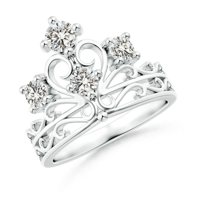 Angara Natural Diamond Ring - Scattered Round Diamond Princess Tiara Ring in 925 Sterling Silver for Women (Ring Size = 5)