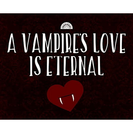A Vampires Love Is Eternal Print Vampire Heart With Teeth Picture Cute Fun Scary Humor Halloween Wall Decoration Seasonal Poster