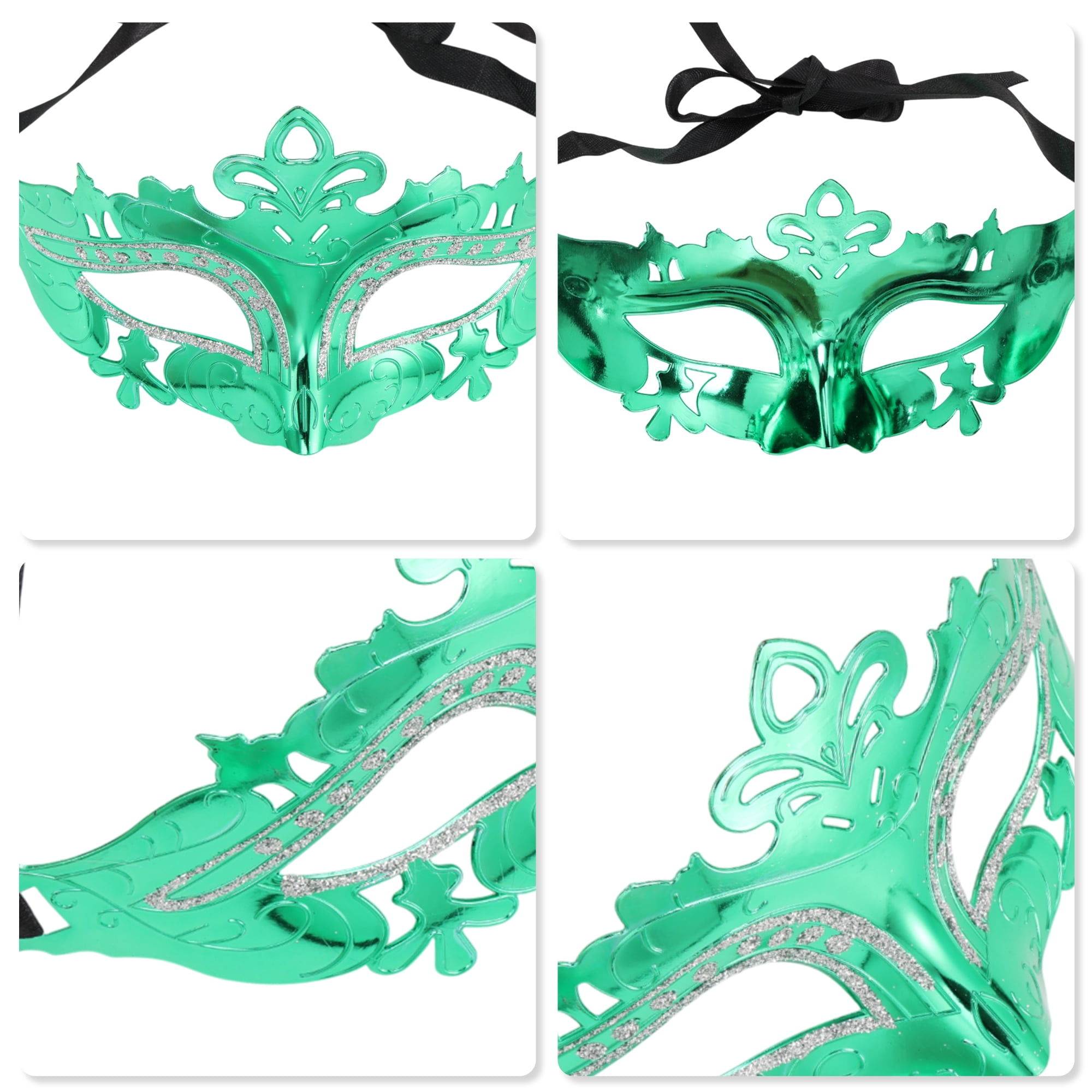 Unique Bargains 1 Pack Electroplated Half-face Party Mask for Masquerade Green