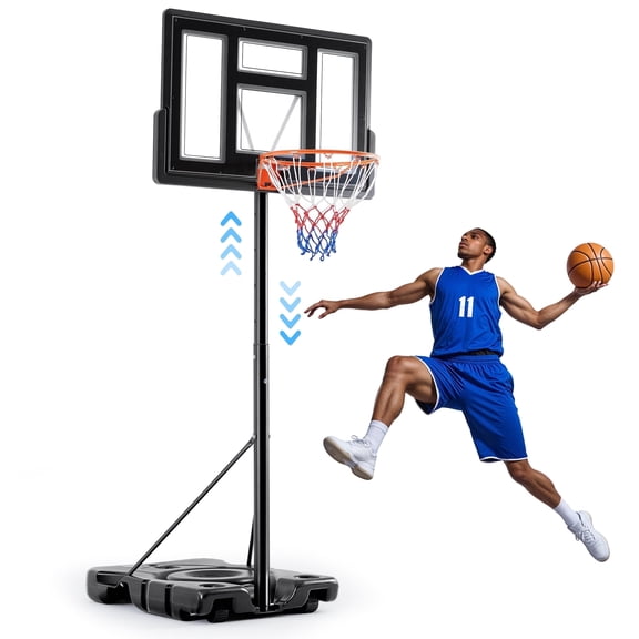 Edx 6.1ft-10ft Adjustable Height 44" Shatterproof Outdoor Portable Basketball System (Adult)