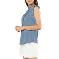thumbnail image 5 of INSPIRE CHIC Women's Sleeveless Blouse Ruffled Pleated Wear-to-Work Chic Blouse XS Blue Grey, 5 of 8