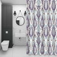 thumbnail image 3 of Blue Purple Flower Shower Curtain for Bathroom, Vintage Boho Floral Texture Waterproof Cloth Fabric Bathroom Accessories Set with 12 Rust Proof Plastic Hooks, 72"x84", 3 of 9