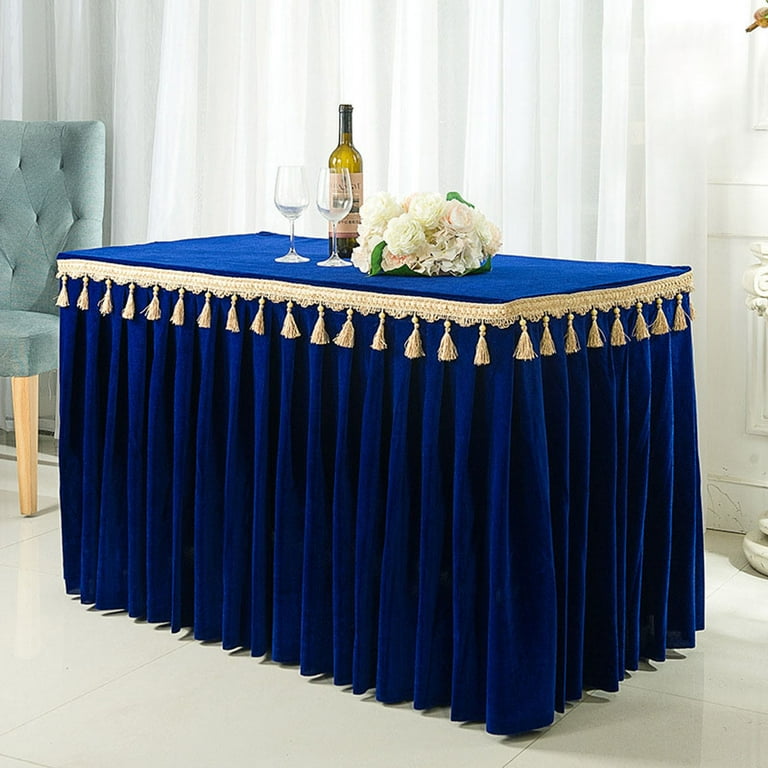 2 Pack Solid Color Velvet Table Skirt Cloth Fitted Table Skirt