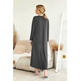 thumbnail image 5 of Oudiya Womens Long Nightgown Striped Nightshirt V-Neck Botton Down Loungewear Casual Sleepwear with Pockets, S-4XL, 5 of 6