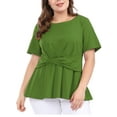 thumbnail image 1 of Agnes Orinda Women's Plus Size Summer Casual Solid Short Sleeve Peplum Top, 1 of 8