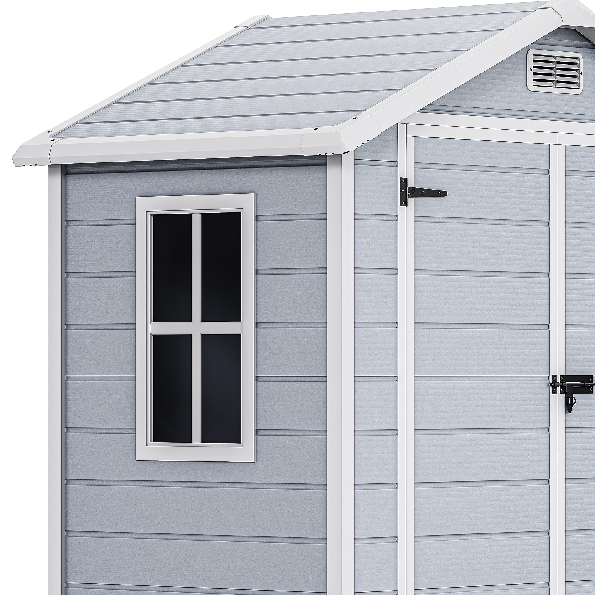 Craftian Resin Outdoor Storage Shed,6.2x3.4ft Plastic Outdoor Shed with Secure Floor Lockable Door Garage Patio Garden Storage Shed
