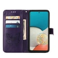 thumbnail image 4 of Dteck for Samsung Galaxy A53 5G 6.5 inch Butterfly & Flower Embossed PU Leather Wallet Phone Case with Hand Strap,Shockproof Slim Fit Magnetic Flip Holder Card Slots Protective Cover,Purple, 4 of 7