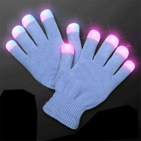 Child Size Icy Blue Gloves with LEDs - White, Pink & Blue