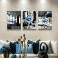 thumbnail image 4 of bedroom Wall Art for living room bathroom Wall Decor for kitchen family pictures artwork Black and white Blue rose flowers Canvas paintings 16" x 24" 3 Pieces Modern office Home decorations, 4 of 5
