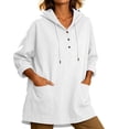 thumbnail image 3 of Women's Loose Fit Hooded Long Sleeve Half Zip Pullover Sweatshirt With Pocket | CSEONE,White M, 3 of 9