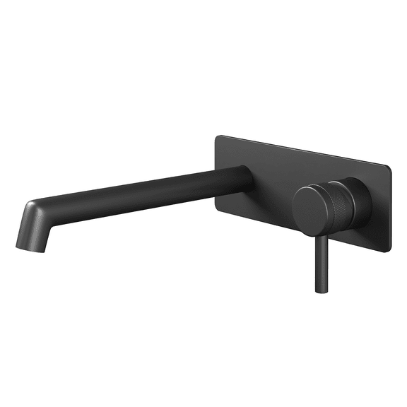 DAX Wall Mount Single Handle Brass Bathroom Faucet, Matte Black