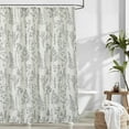 thumbnail image 2 of Extra Long Vintage Botanical Linen Bathroom Shower Curtain 84'' Long, Black and Ivory Textured Fabric Shower Curtain Set Cute Plant Leaves Design, Modern Farmhosue Boho Floral Bathroom Decor, 2 of 8