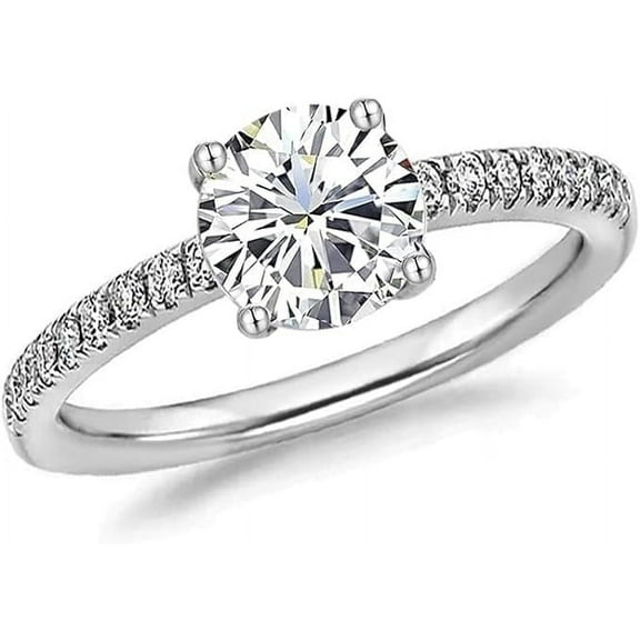 LeCalla 925 Sterling Silver Diamond Rings for Women Light-Weight Zirconia Wedding Band (Size - 5)