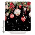 thumbnail image 2 of Black Christmas Balls Shower Curtain, Xmas Poinsettia Botanical Waterproof Washable Boho Funny Cute Shower Curtains Set for Bathroom Farmhouse Bathtubs Decor with Hook, 48"Wx72"L, 2 of 7
