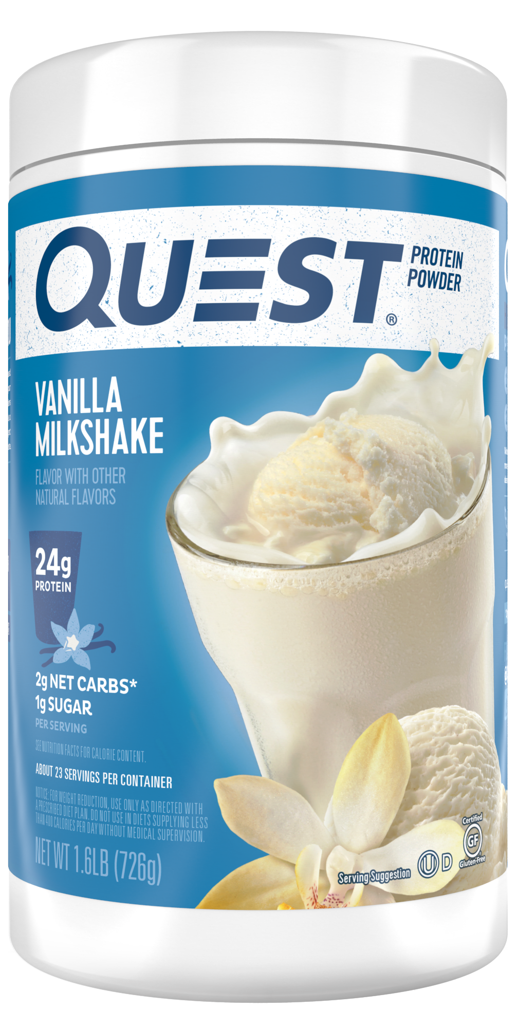 Quest Protein Powder, Vanilla Milkshake, 24g Protein, 25.6 oz