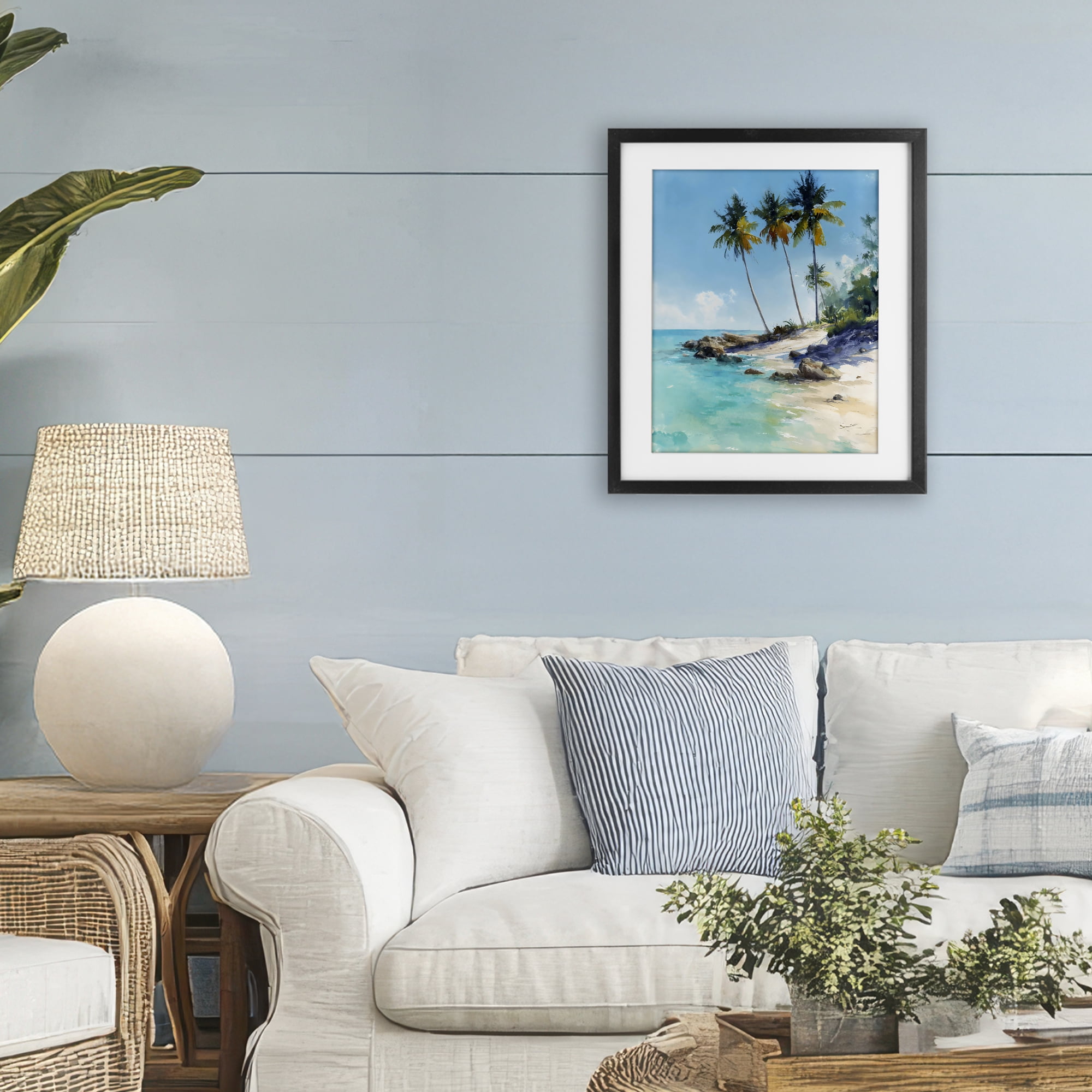 Stupell Industries Rocky Tropical Shore Black Framed Print Under Glass, design by Franklyn Gregory