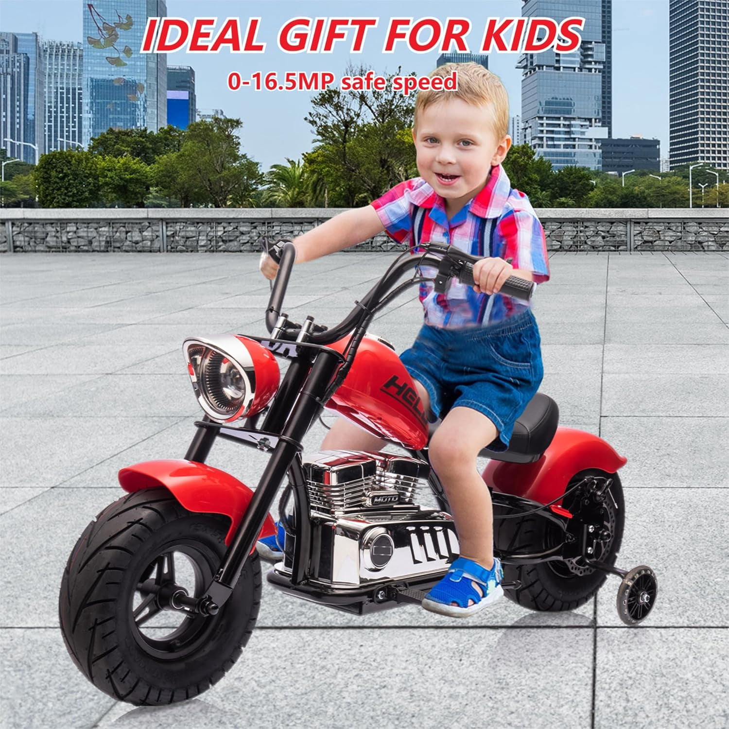 Rugerasy 36V 350W Ride On Off-Road Motorcycle,Electric Dirt Bike for Teens,Fast Speed 16.5mph with Music,Spring Suspension,Led Light,Red