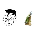 thumbnail image 5 of 2 Pieces Wall Clock Cat Figurine Peacock Statue Glass Animal Sculpture for Living Room Office Bedroom Decoration Gift, 5 of 8