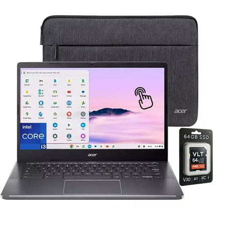 Acer Chromebook Plus Laptop with Google AI, 14" Full HD 1920 x 1080 IPS Touch Display, Intel Core i3-N305, 8GB DDR5, 512GB SSD,FHD Camera, Chrome OS
