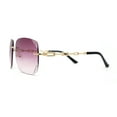 thumbnail image 3 of Womens Rimless Rhinestone Jewel Diva Metal Rim Sunglasses Gold Purple, 3 of 4