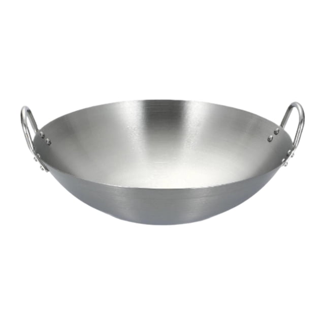 Sartén wok de acero inoxidable, accesorios para saltear, dos , utensilios de cocina resistentes, fondo plano para cocinar al , freír, cocinar Diámetro 28cm