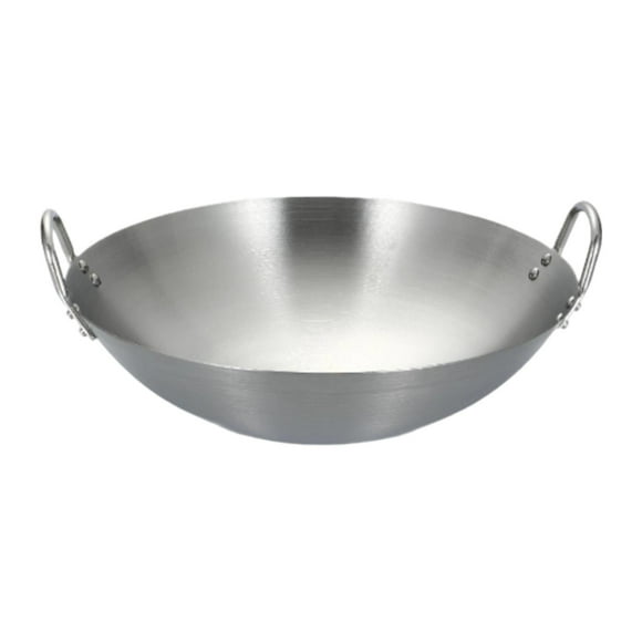 Sartén wok de acero inoxidable Sartén para saltear Accesorios resistentes Utensilios de cocina plateados para Diámetro 28cm